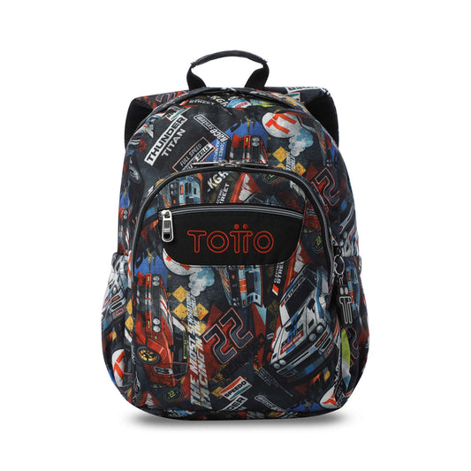 MOCHILA TOTTO ACUARELES RALLY RED ADAPTABLE A CARRO 44X33CM